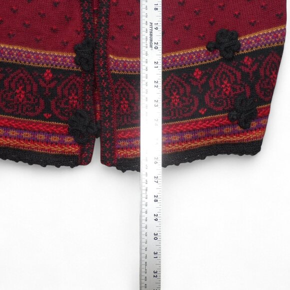 Susan Bristol Vintage Hand Embroidered Cardigan Sweater Women's S Burgundy Red - Picture 7 of 8